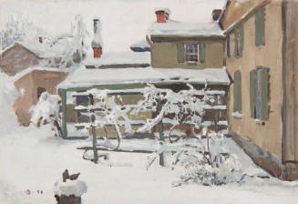 Untitled (snowy house and trellis)