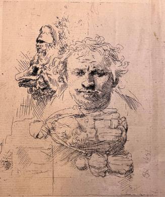 Griffonnement Avec la Tete Nue de Rembrandt