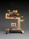 Gustave Baumann, Owl Painted Wood Sculpture, ca. 1950, Hand painted wood, 13 7/8 × 11 1/2 × 3 1…