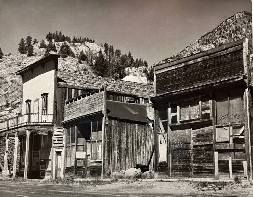 Empty Buildings on the Main Street of the Ghost Town of Silver Plume, Colorado