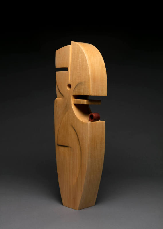 Arlo Namingha, Cultural Images, 2004, basswood, 25 1/2 × 8 × 4 in. Collection of the New Mexico…