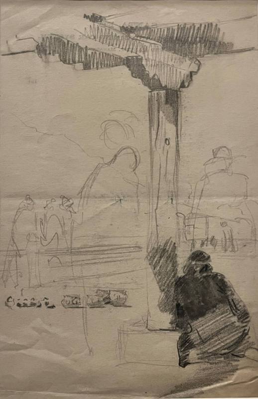 Indian Seated Against Corbel Post