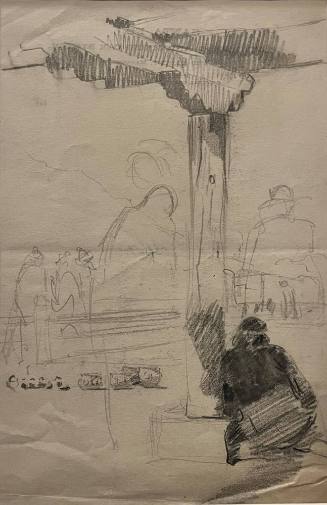 Indian Seated Against Corbel Post