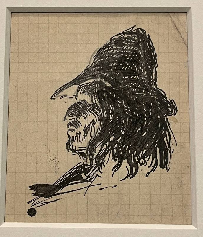 Indian Man's Head with Hat in Profile.