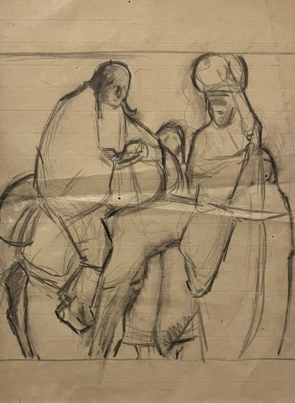 Indian on Donkey with Other Figure