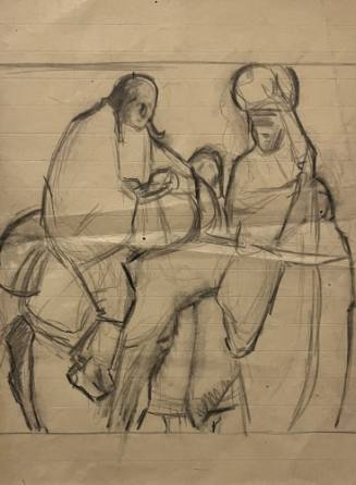 Indian on Donkey with Other Figure