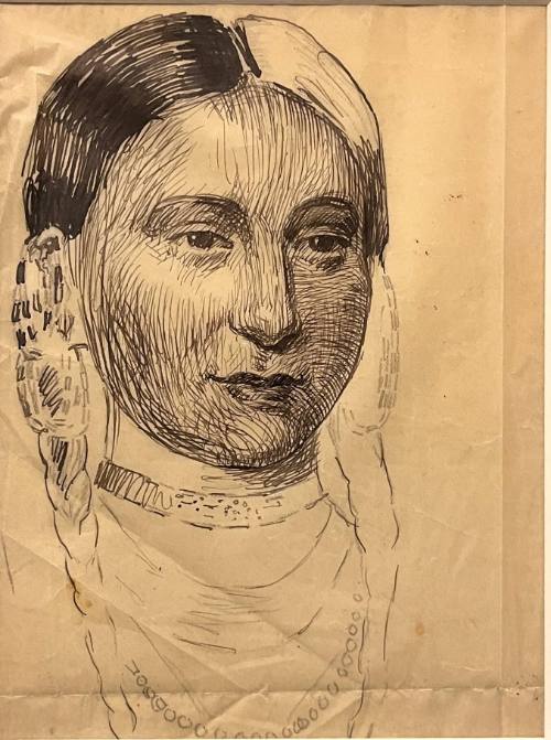 Indian Woman's Head with Braids