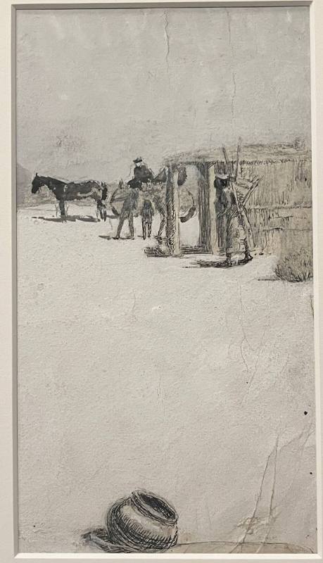 Wagon, pot and Indians