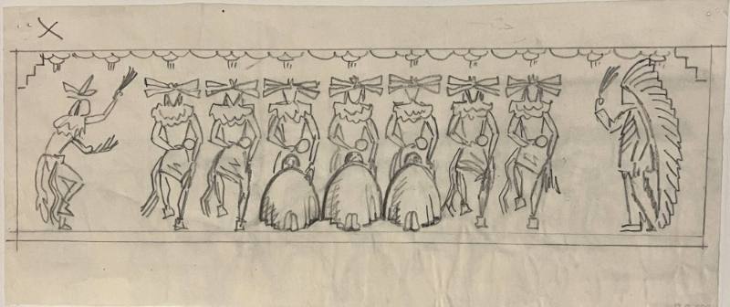 Untitled (Sketch for La Fonda Hotel)