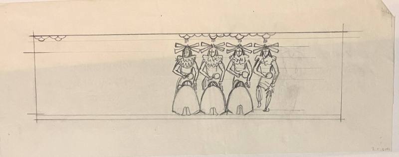 Untitled (Sketch for La Fonda Hotel)