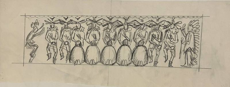 Untitled (Sketch for La Fonda Hotel)