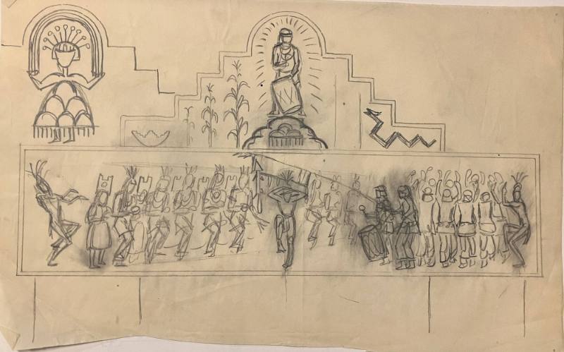 Untitled (Sketch for La Fonda Hotel)