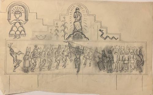 Untitled (Sketch for La Fonda Hotel)