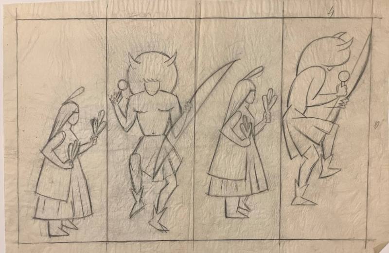 Untitled (Sketch for La Fonda Hotel)