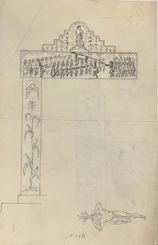 Untitled (Sketch for La Fonda Hotel)