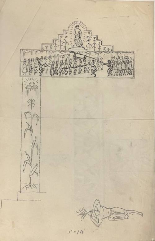 Untitled (Sketch for La Fonda Hotel)