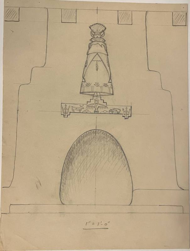 Untitled (Sketch for La Fonda Hotel)