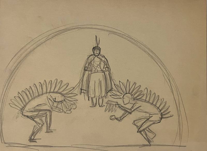 Untitled Sketch for La Fonda Hotel