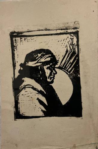 Proof of a woodblock print for Laughing Horse Press