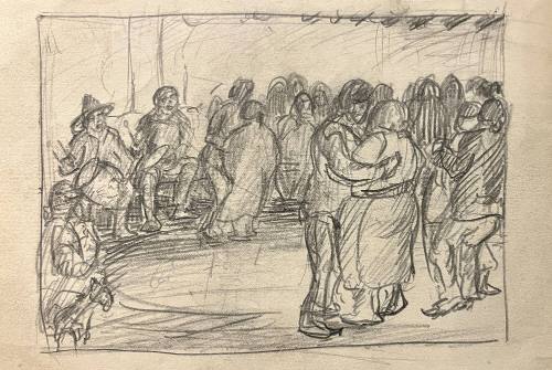 Interior dancing and drumming scene