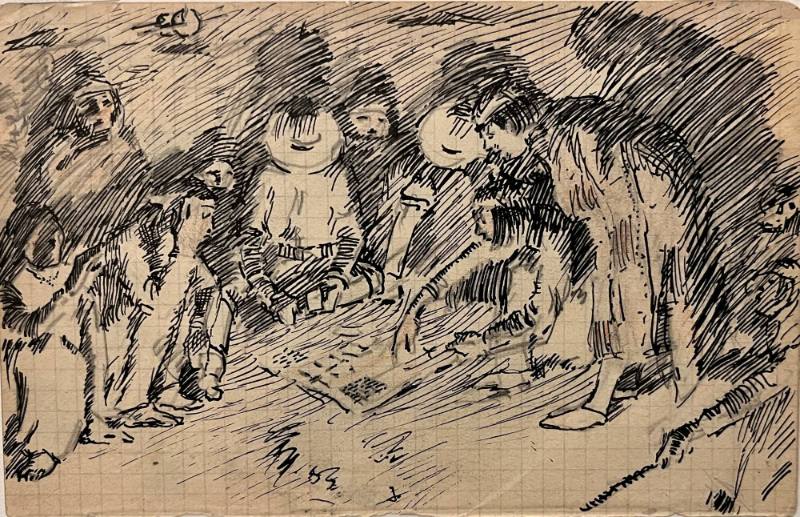 Navajos Gathered Around a Game