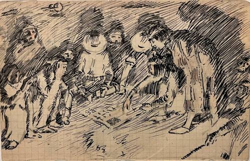 Navajos Gathered Around a Game