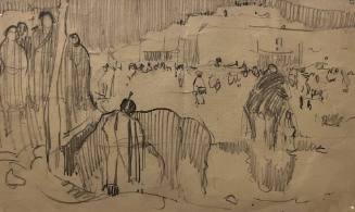 Pueblo Plaza with Many Figures