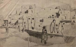 Taos Pueblo with Bridge and Stream