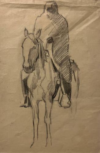 Blanketed Taos Indian on horseback