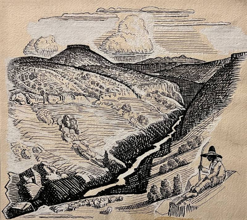 Indian Shepherd on Hillside