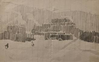 Pueblo and Figures in Snow