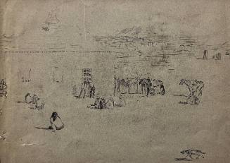 Seated Indians, Horses and Dog