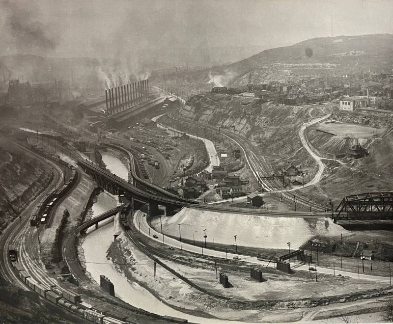 Looking towards Pittsburgh from hill near Westinghouse Bridge