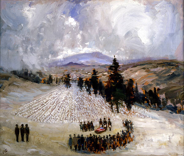 Fremont F. Ellis, Adios Amigo - Hasta la Vista, 1969, oil on canvas, 24 × 29 3/8 in. Collection…