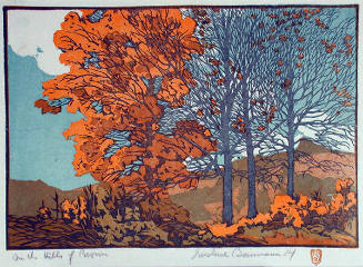 Gustave Baumann, In the Hills of Brown, 1914, color woodcut, 9 x 13 in. Collection of the New M…