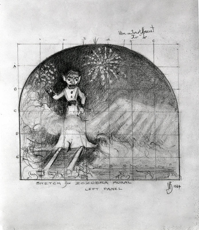 Sketch for Zozobra Mural Left Panel