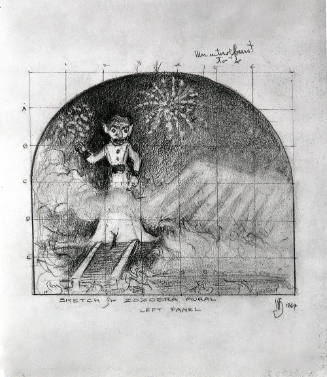 Sketch for Zozobra Mural Left Panel
