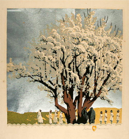 Gustave Baumann, Procession, 1930, color woodcut with aluminum leaf, 13 x 12 3/4 in. Collection…