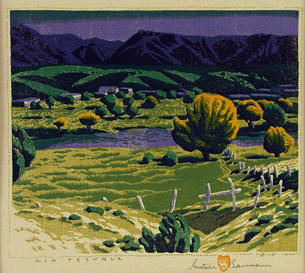 Gustave Baumann, Rio Tesuque, 1939 (subsequent edition 1946), color woodcut, 9 1/2 x 11 1/8 in.…
