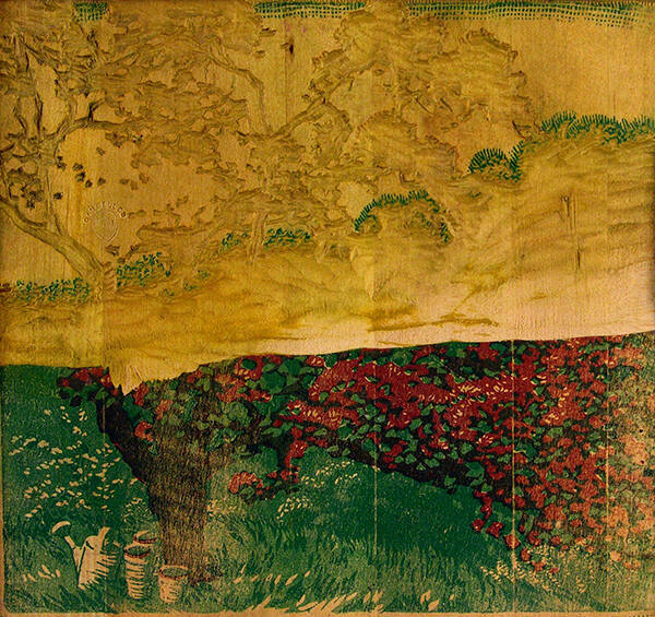 Gustave Baumann, Spring Blossoms (Woodblock), 1950, wood, 13 1/2 x 12 3/4 in. Collection of the…
