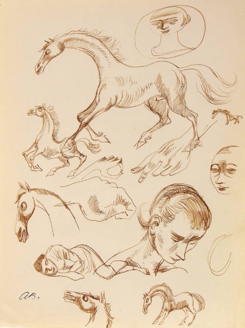 Untitled (Horses and women heads)