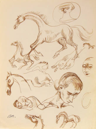 Untitled (Horses and women heads)