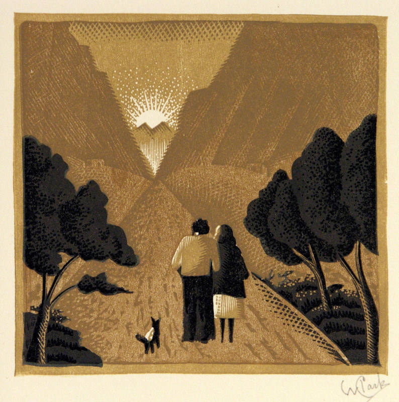 Untitled (Couple walking toward a sunset)