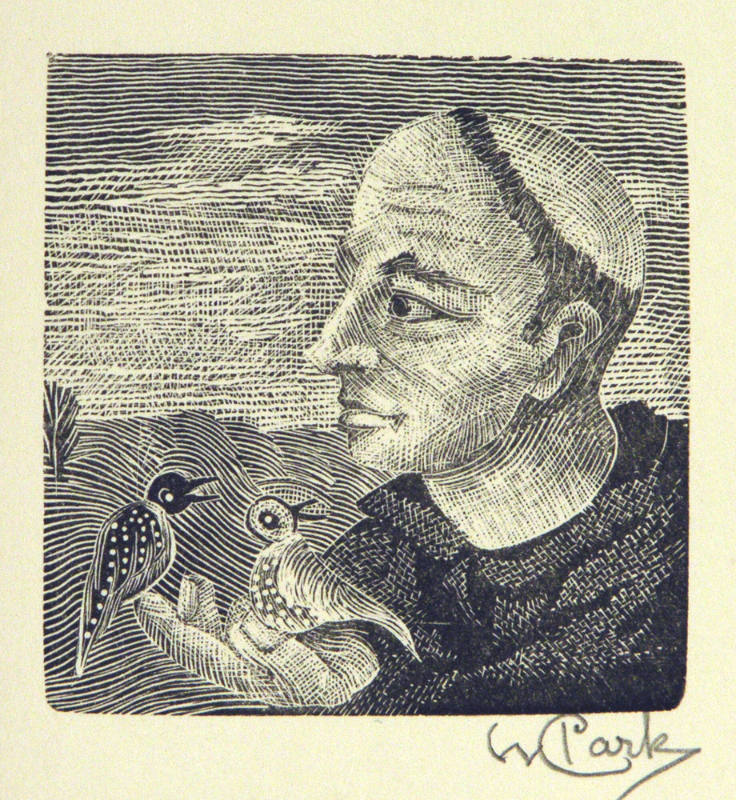 Untitled (Franciscan monk feeding birds)