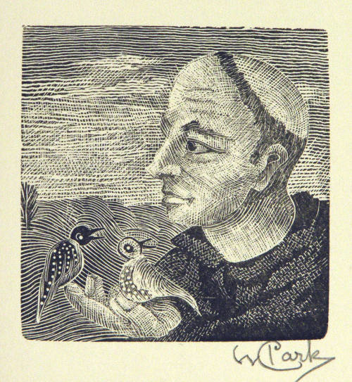 Untitled (Franciscan monk feeding birds)