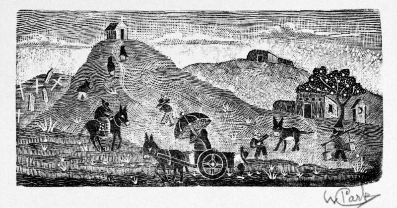 Untitled (People going to a chapel on the hill)