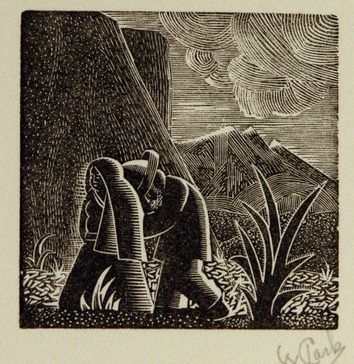 Untitled (Couple walking in a desert landscape)
