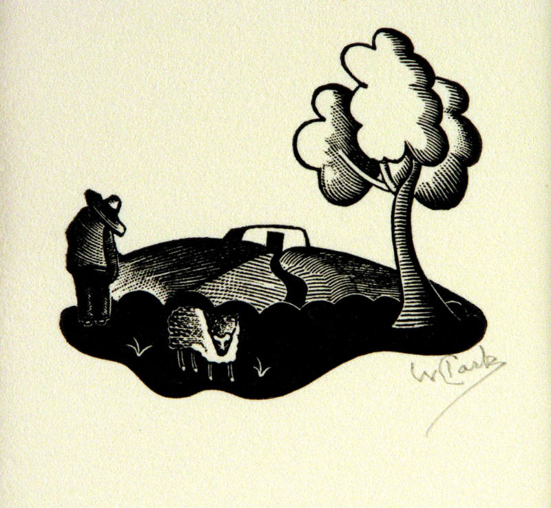 Untitled (Man and a sheep on a hill)