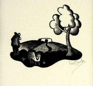 Untitled (Man and a sheep on a hill)