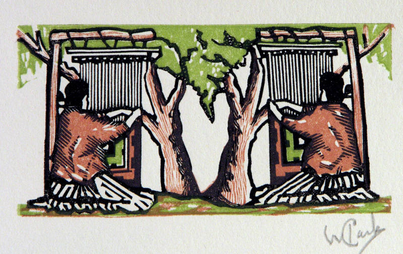 Untitled (Navajo women weaving beneath a tree)
